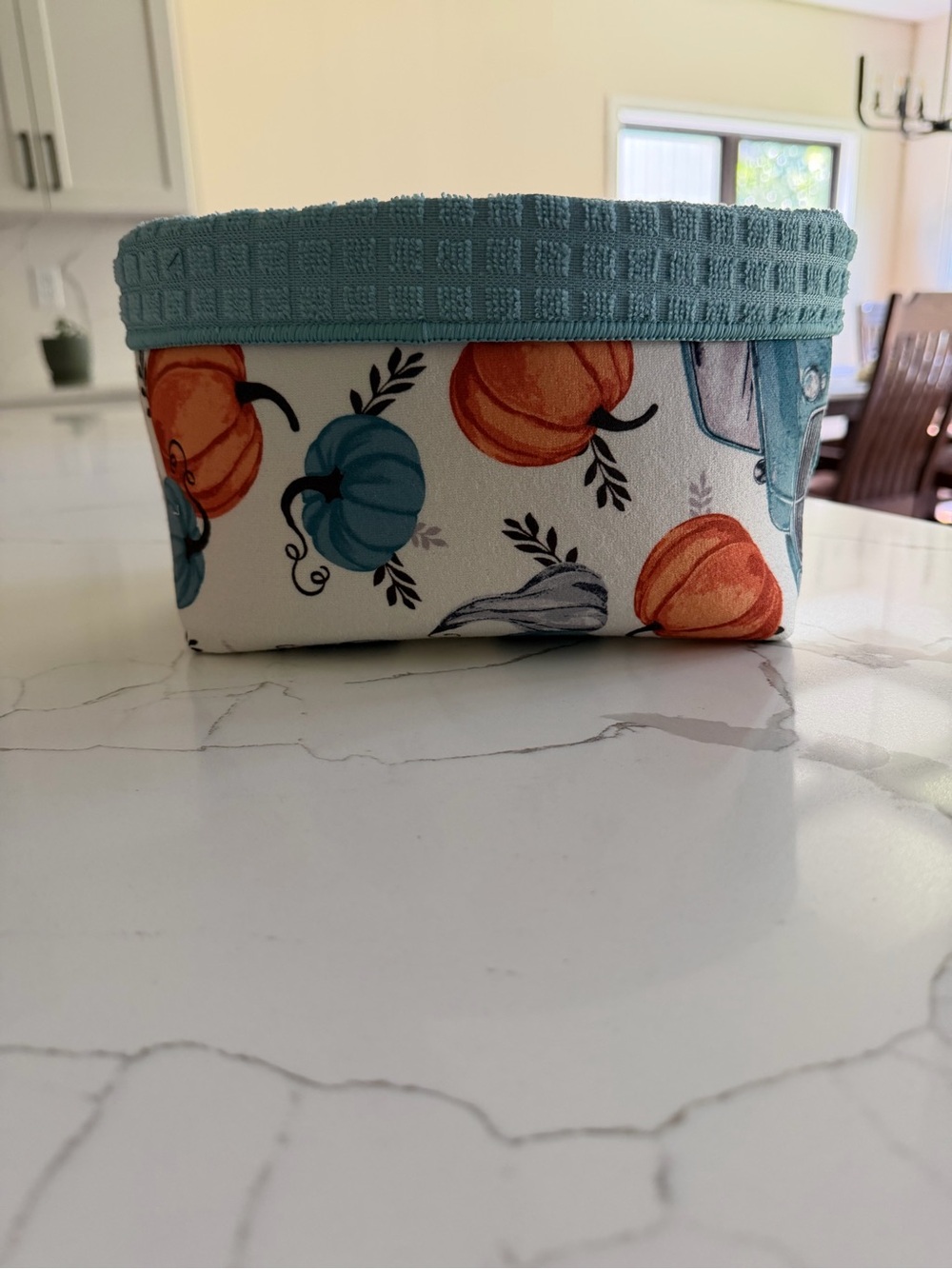 Decorative Pumpkin Fabric Storage Bin - Teal & Orange